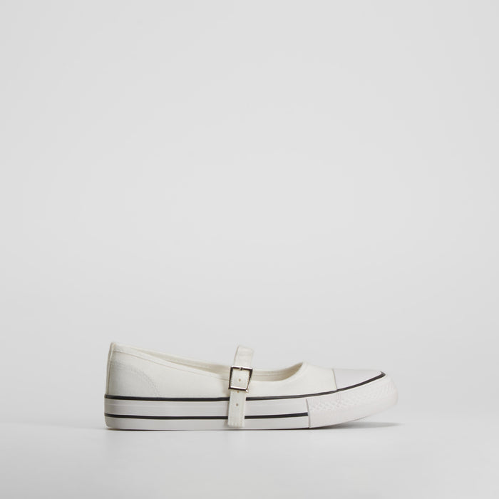 Lona merceditas con tira ajustable blanca NYC