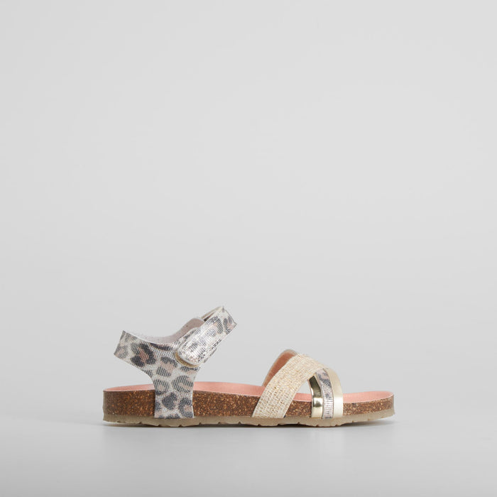 Sandalia tiras animal print blanca PABLOSKY