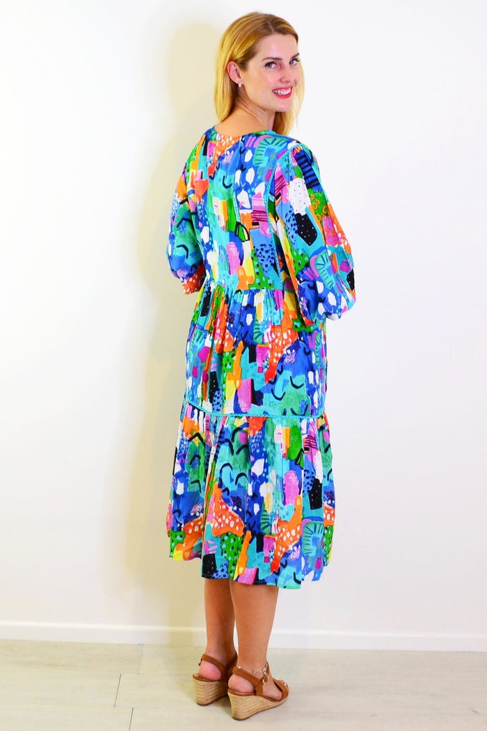 Orientique Alanya Boho Tunic Dress with floral patterns, lightweight fabric, and relaxed fit, perfect for casual wear.
