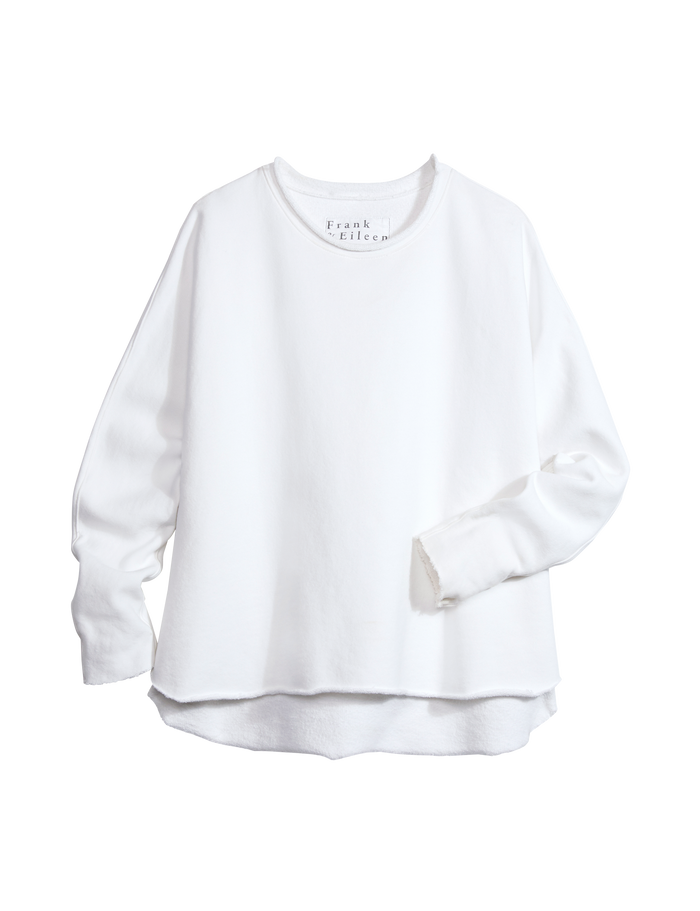 Flat shot of White Frank & Eileen Anna Long Sleeve Capelet in Triple Fleece