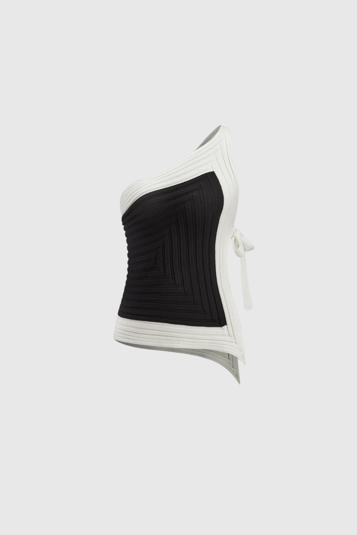 Ardith Asymmetric One Shouder Split Knit Top