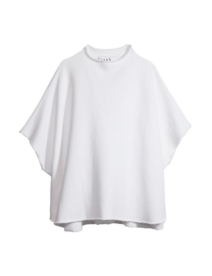 Flat shot of White Frank & Eileen Audrey Funnel Neck Capelet in Triple Fleece