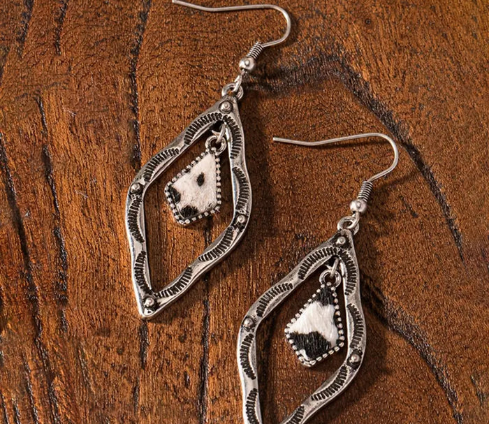 Aztec Dangle Cowhide Earrings