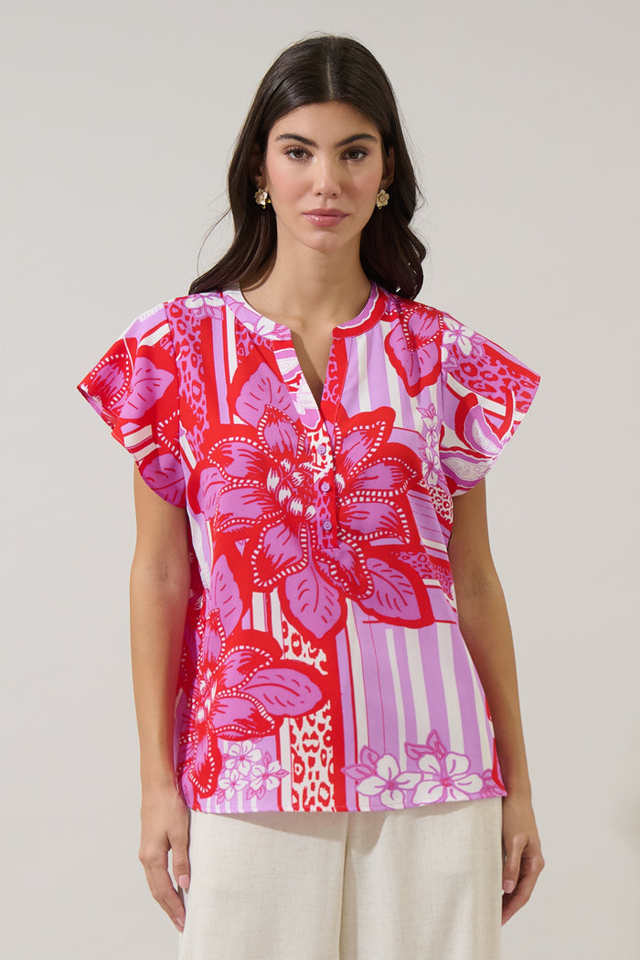 Barba Tropical Cass Flutter Sleeve Top
