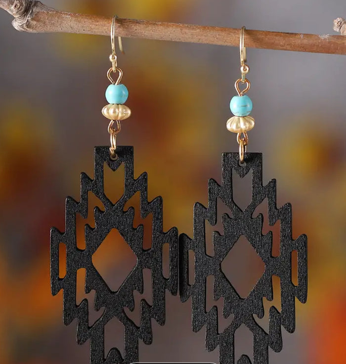 Black Aztec Earrings