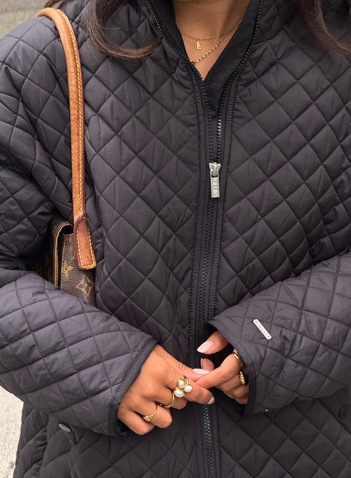 Black Oversized Quilted Jacket