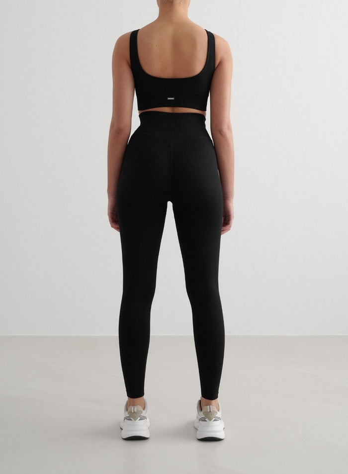 Black Ribbed Seamless Tights