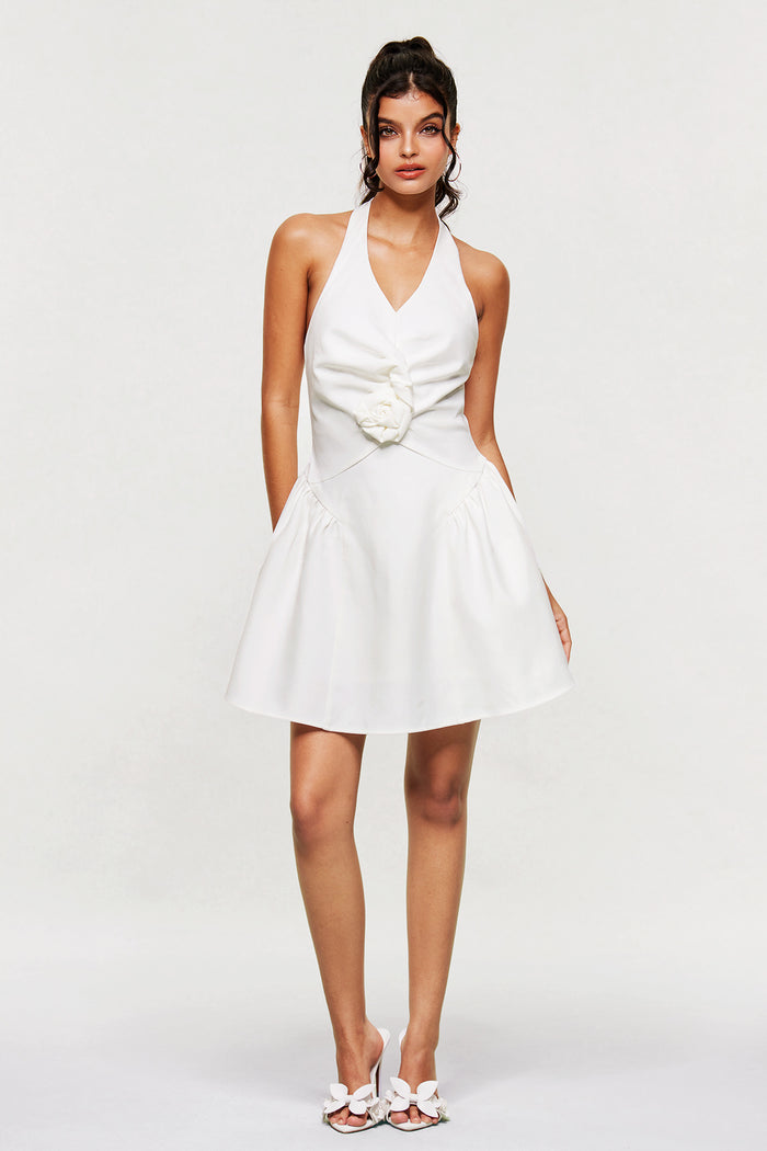 Blaguna Flower Halter Neck Mini Dress