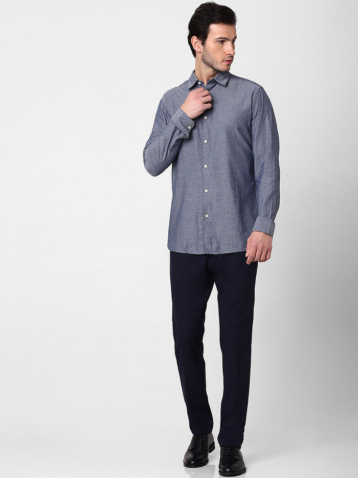 Blue All Over Print Full Sleeves Shirt