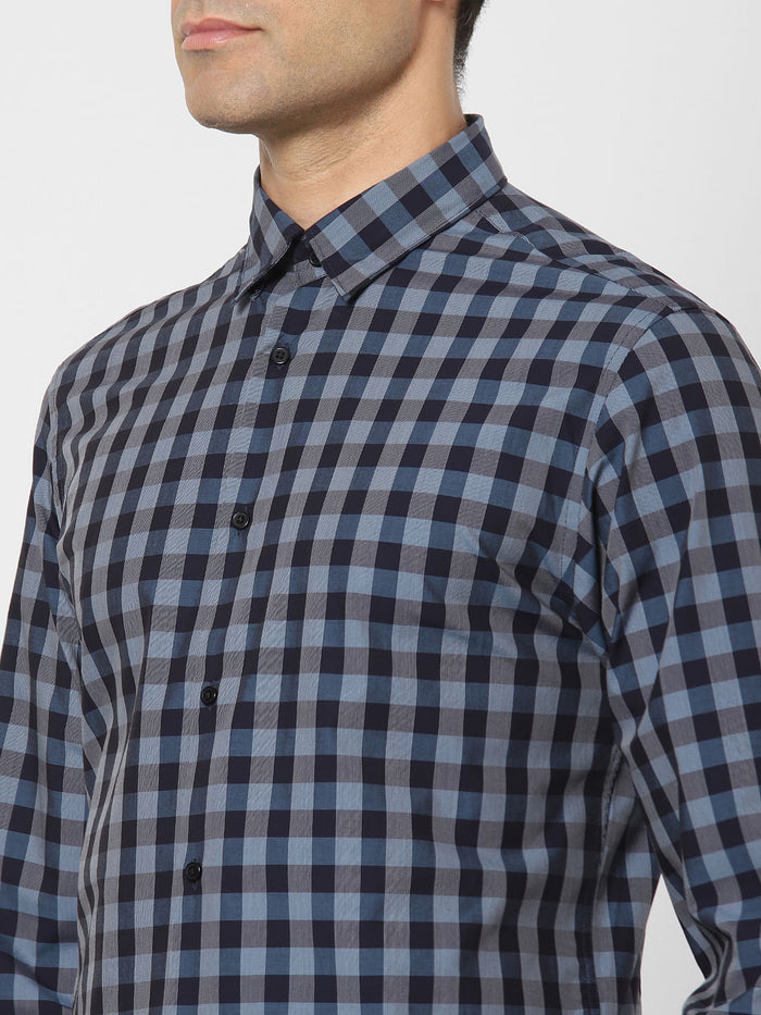 Blue Check Full Sleeves Shirt