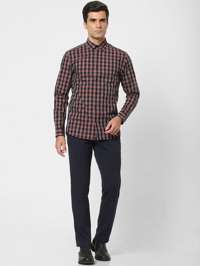 Brown Check Full Sleeves Shirt