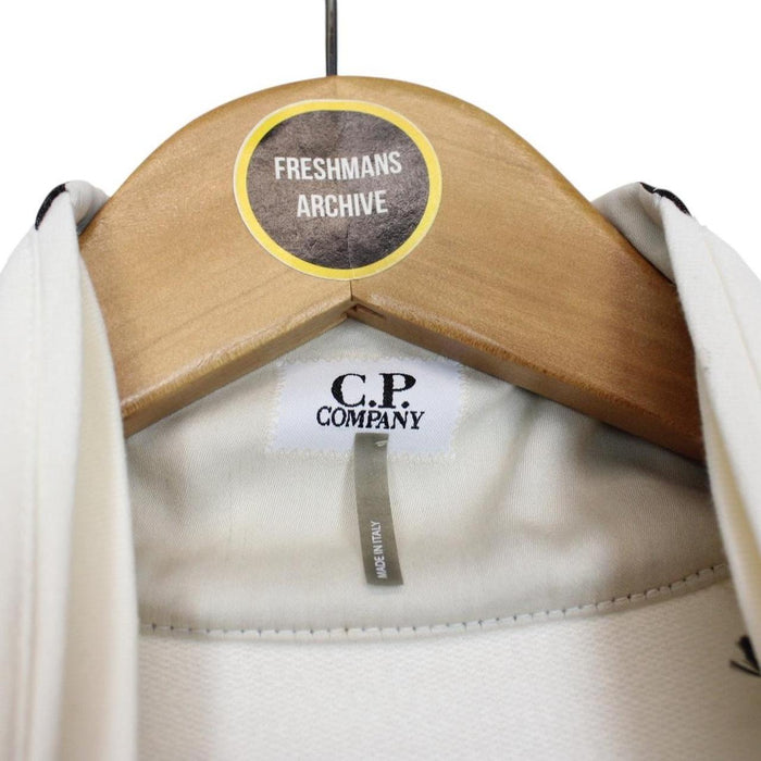 CP Company Cream Full Zip Cotton Lens Sweatshirt