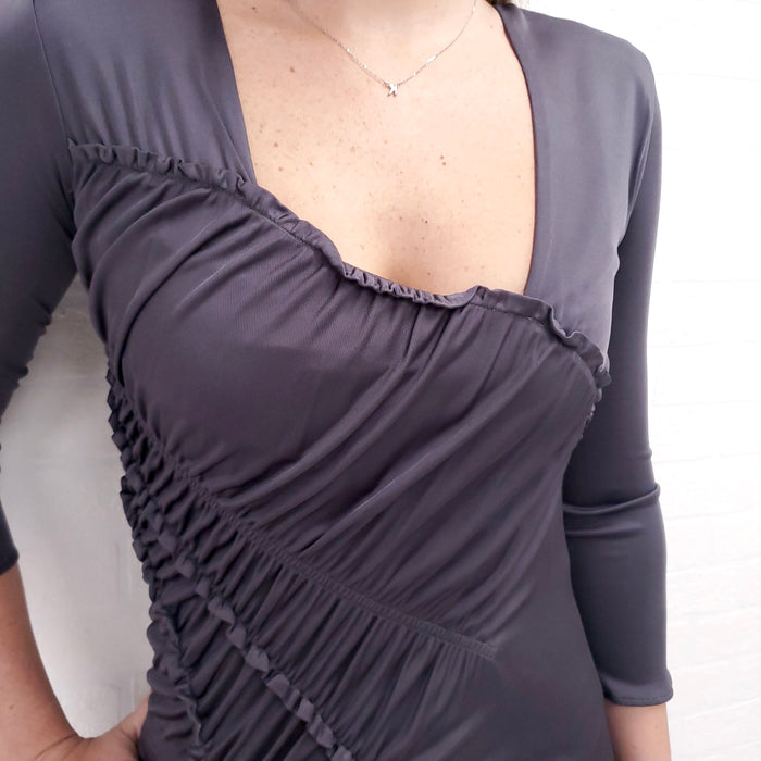 EMILIO PUCCI GREY ROUCHED DRESS - SIZE 6
