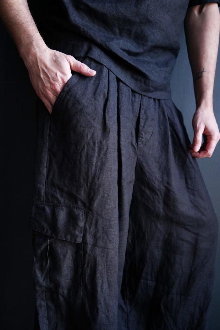 Harem Linen Pants ANDO in Black