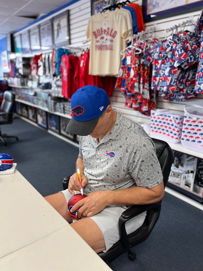 John Fina Signed TSE Exclusive Riddell Inaugural Buffalo Bills Red Speed Mini Helmet "Go Bills"