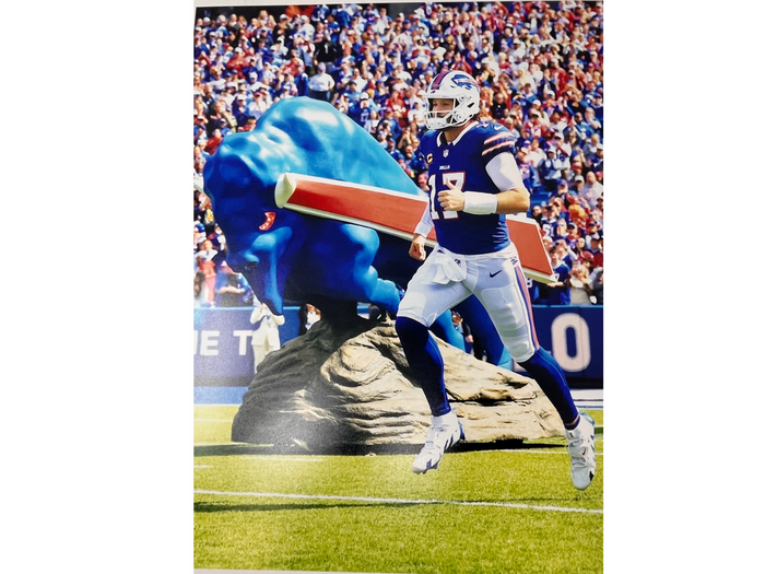 Josh Allen Unsigned Running Through Entrance Tunnel Photo