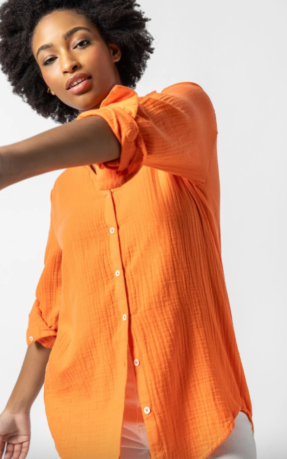 Lilla P Double Gauze Button Down Tunic