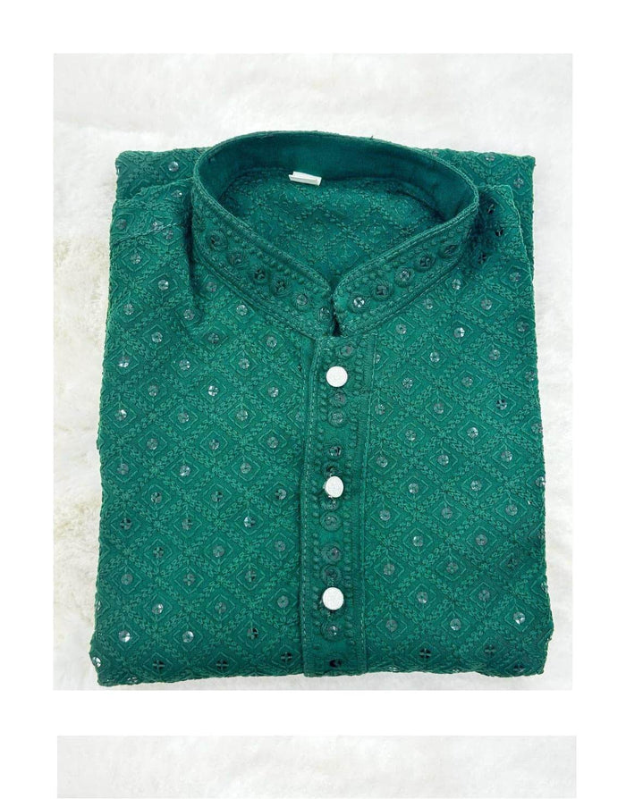 Men's Green Strap Kurta - Dubai Offers Today