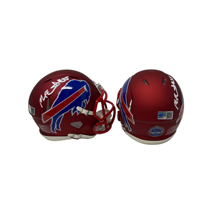 Michael Hoecht Signed TSE Exclusive Riddell Inaugural Buffalo Bills Red Speed Mini Helmet