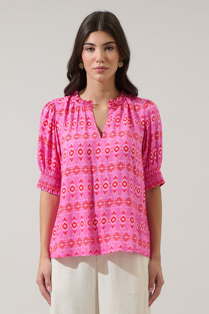 Mirany Ikat Bindy Puff Sleeve Top