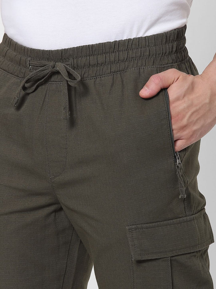 Olive Green Mid Rise Tapered Fit Pants