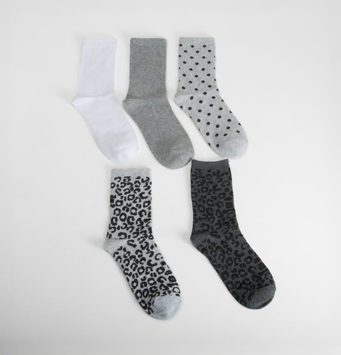 Pack 5 calcetines leopardo gris MERKAL