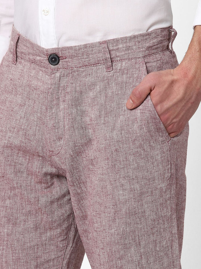 Pink Mid Rise Straight Fit Trousers
