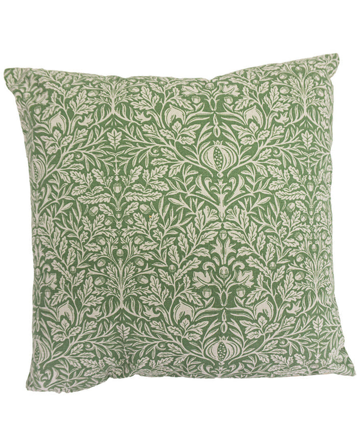 Pure Cotton Printed Cushions - Acorn Green