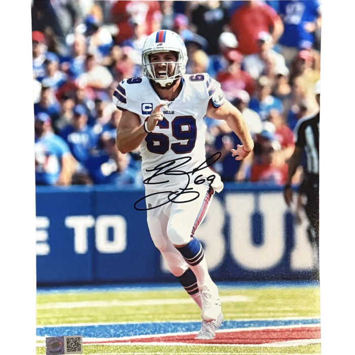 Reid Ferguson Signed Running Downfield Post Long Snap in White Jersey Photo