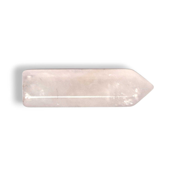 Rose quartz crystal point, natural polished stone, view 3