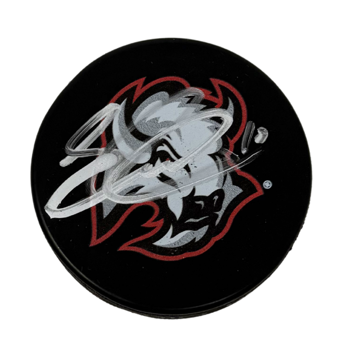 Sam Carrick Signed Buffalo Sabres Large Goathead Logo Hockey Puck