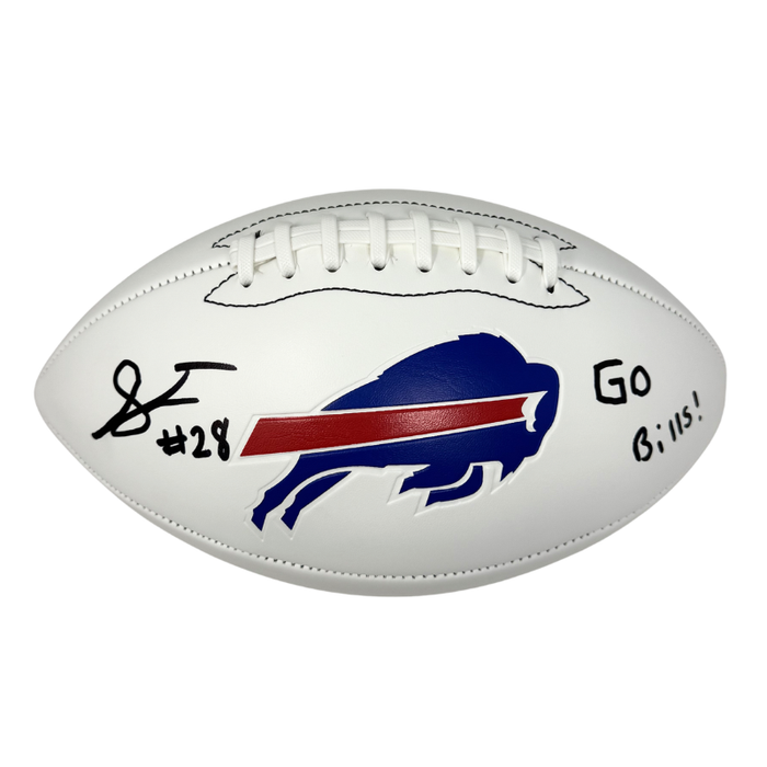 Sam Franklin Jr Signed Buffalo Bills White Logo Football with Go Bills