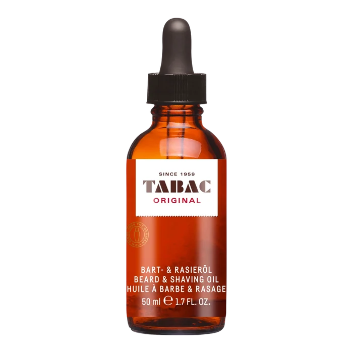Tabac Original skjeggolje i brun glassflaske med pipette, 50 ml
