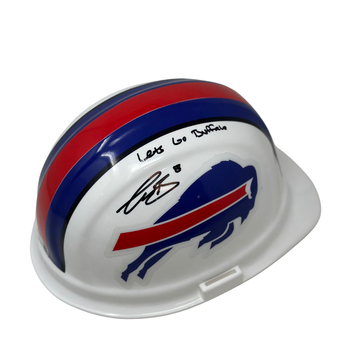 Terrel Bernard Signed Buffalo Bills Hard Hat with "Lets Go Buffalo"