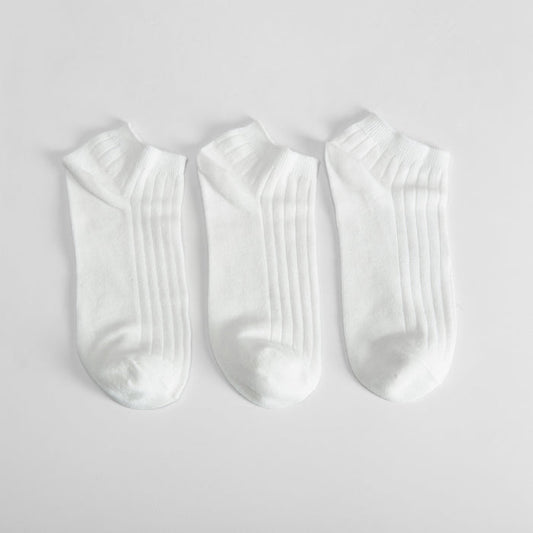 Pack 3x calcetines blancos canalé mujer