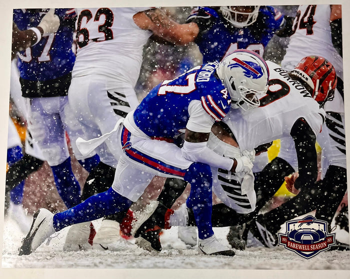Christian Benford Unsigned Sacking Burrow Photo