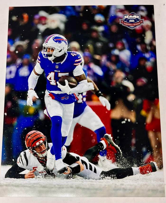 Christian Benford Unsigned INT vs. Bengals Photo
