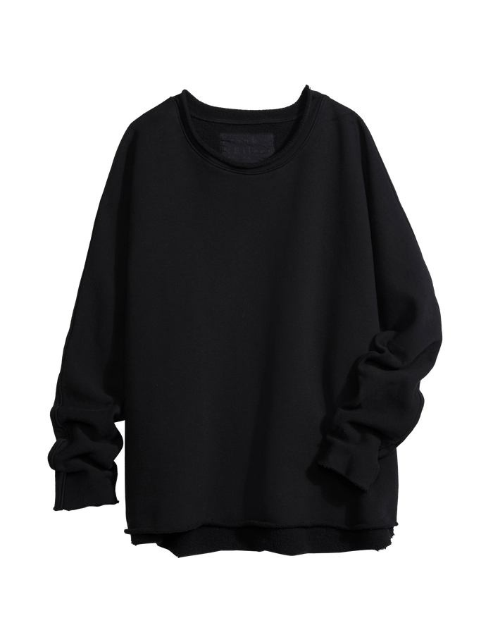 Flat shot of Black Frank & Eileen Anna Long Sleeve Capelet in Triple Fleece