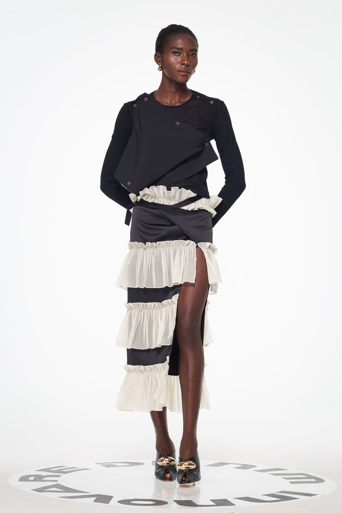 Argus Deconstruct Ruch Mesh Split Skirt