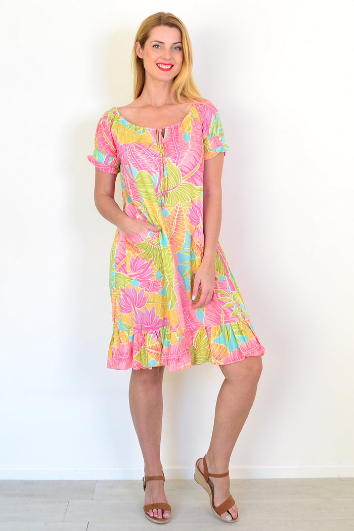 I Love Tunics Bahama Tunic Dress in lightweight fabric, featuring a relaxed fit and tropical print, perfect for casual summer wear.