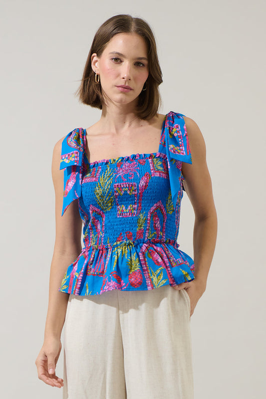 Bally Tropical Cazz Smocked Top