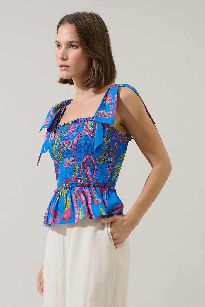 Bally Tropical Cazz Smocked Top