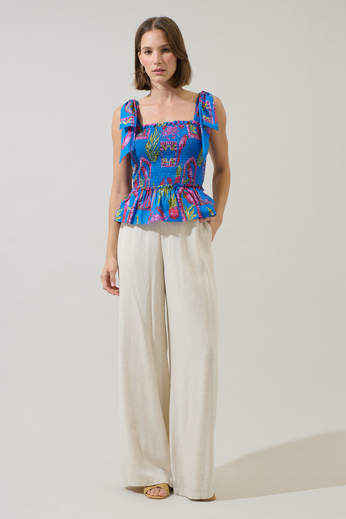 Bally Tropical Cazz Smocked Top