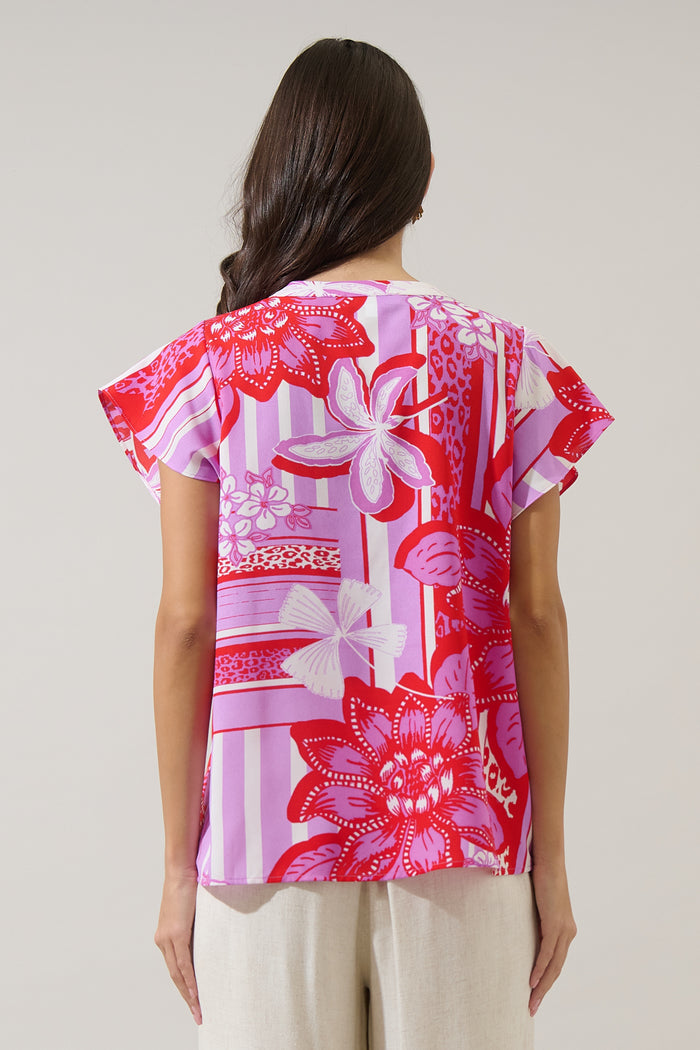 Barba Tropical Cass Flutter Sleeve Top