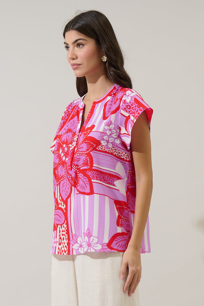 Barba Tropical Cass Flutter Sleeve Top
