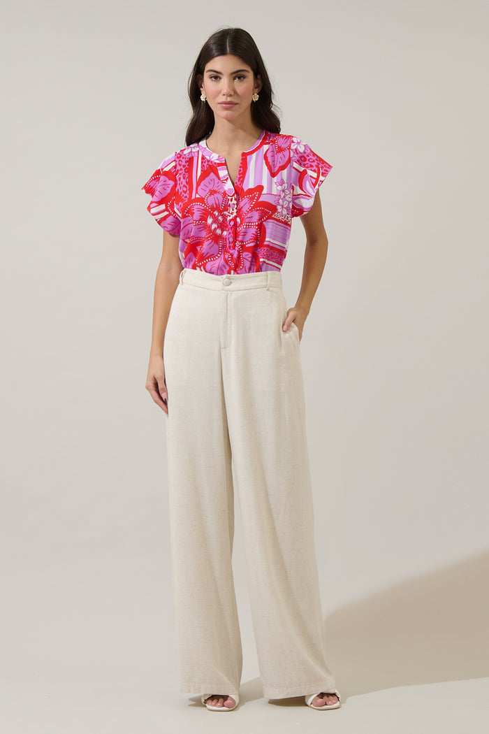Barba Tropical Cass Flutter Sleeve Top