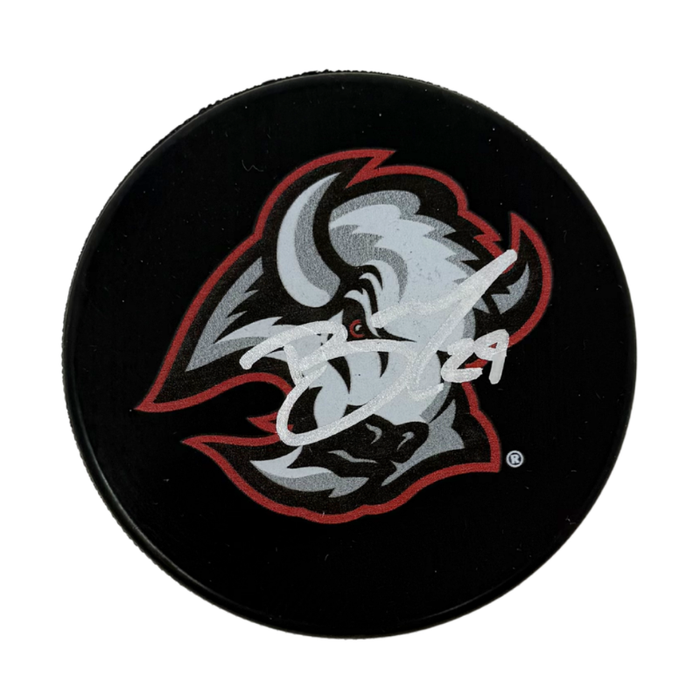 Beck Malenstyn Signed Buffalo Sabres Large Goathead Logo Hockey Puck