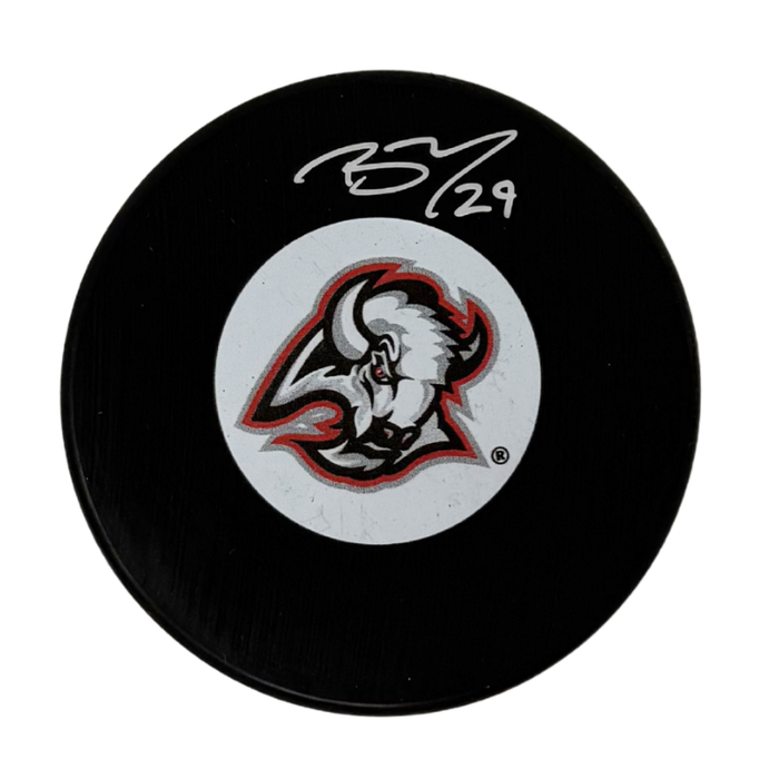 Beck Malenstyn Signed Buffalo Sabres Small Goathead Logo Hockey Puck