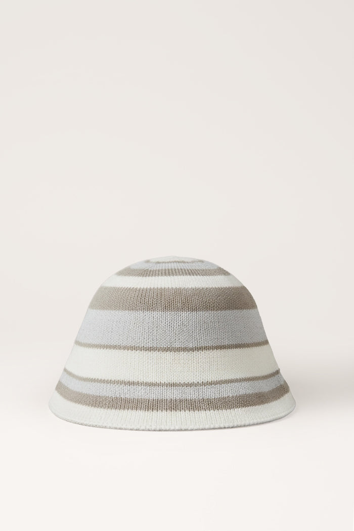 Bella Stripe Roll Hat in Grey