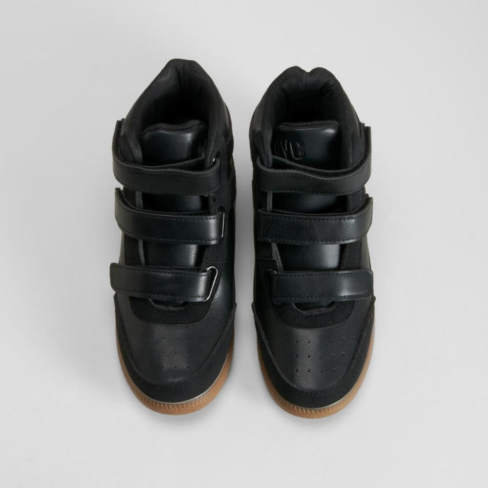 Botín cuña velcro negro NYC